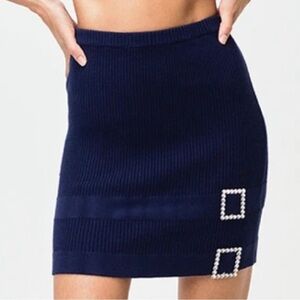For Love And Lemons - Dark Blue Ribbed Skirt